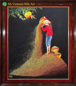 Embroidery Art In California 'The farmer winnowing rice embroidery-art-in-california (8)