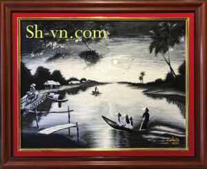 Best Vietnam Hand Embroidered Paintings 'Vietnamese Countryside River' top-10-best-vietnam-hand-embroidered-paintings (8)